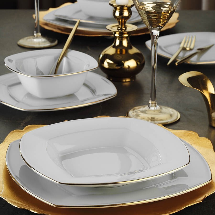 Kütahya Porselen Novo 24 Parça Altın Fileli Yemek Takımı