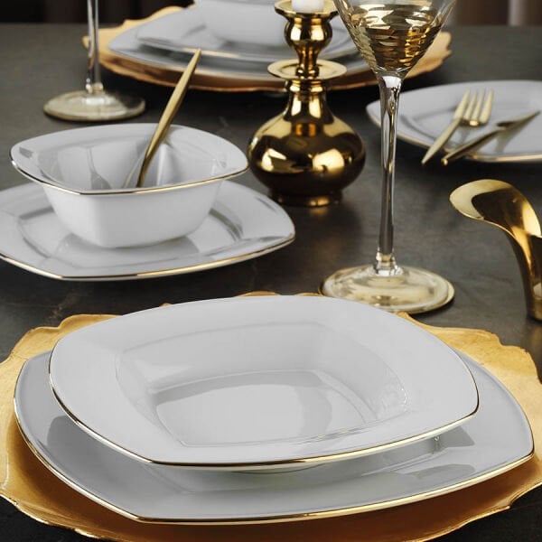 Kütahya Porselen Novo 24 Parça Altın Fileli Yemek Takımı