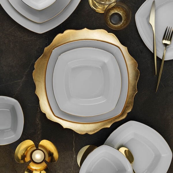 Kütahya Porselen Novo 24 Parça Altın Fileli Yemek Takımı