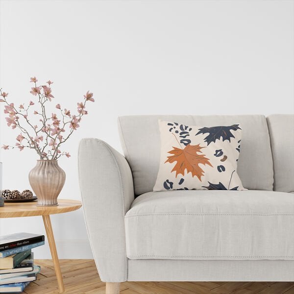 Fecra Yaprak Desenli Kırlent Kılıfı 43*43