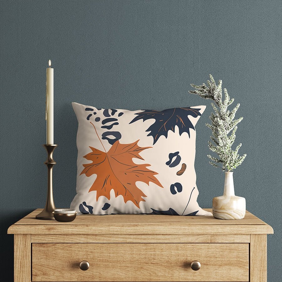 Fecra Yaprak Desenli Kırlent Kılıfı 43*43