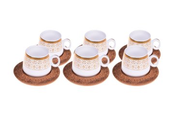 Bambum Ottoman 6 Kişilik Kahve Takımı Desen Altlıklı