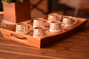 Bambum Nakkaş 6 Kişilik Kahve Takımı Desen Altlık