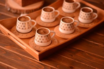 Bambum Nakkaş 6 Kişilik Kahve Takımı Desen Altlık