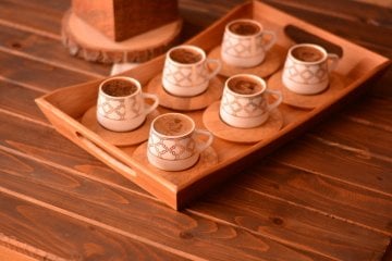 Bambum Hanedan 6 Kişilik Kahve Takımı Desen Altlıklı
