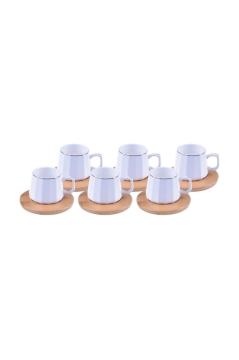 Bambu Cebeci 6 Kişilik Kahve Fincan Takımı Altın Yaldızlı