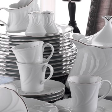 Kütahya Porselen Troya 85 Parça Platin Fileli Yemek Takımı
