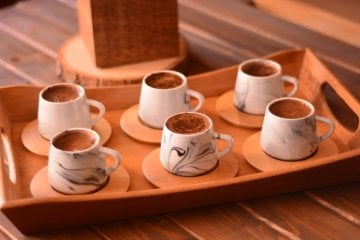 Bambum Ebru 6 Kişilik Kahve Fincan Takımı Mavi