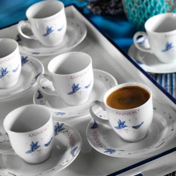 Kütahya Porselen Yasemin 12 Parça 10228 Desen Kahve Takımı