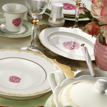 Kütahya Porselen Bone Olympos 62 Parça 9546 Desenli Yemek Takımı