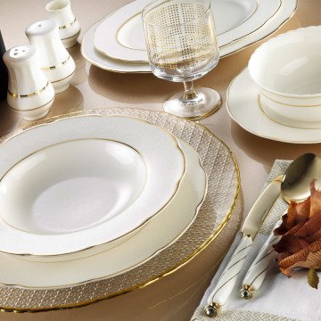 Kütahya Porselen Bone Olympos 53 Parça 9825 Desenli Yemek Takımı