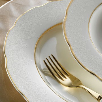 Kütahya Porselen Bone Olympos 53 Parça 9825 Desenli Yemek Takımı