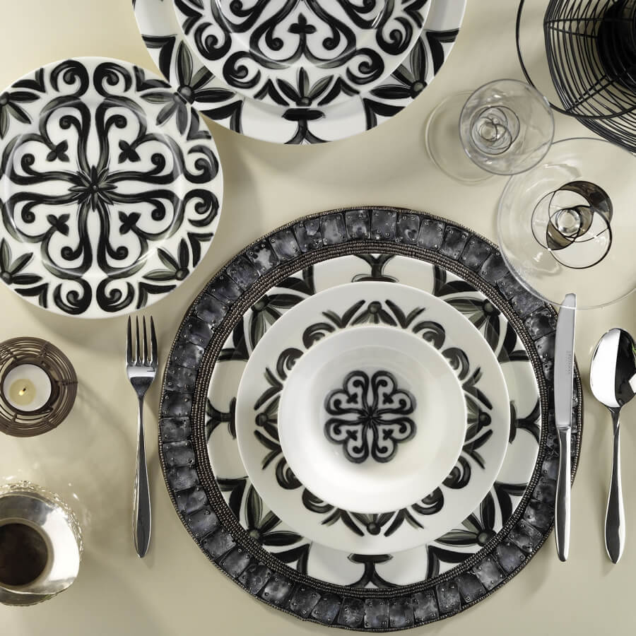 Kütahya Porselen Bone Kalipso 52 Parça 880042 Desenli Yemek Takımı