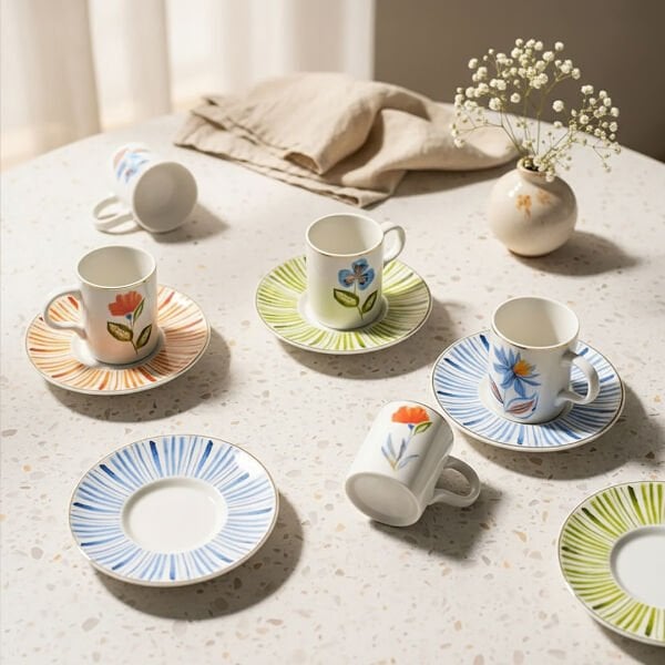 Güral Porselen Atina 12 Parça Kahve Fincan Takımı 6580