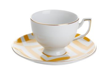 Porland Morocco Desen4 Sarı Tabaklı Çay Fincanı 170cc