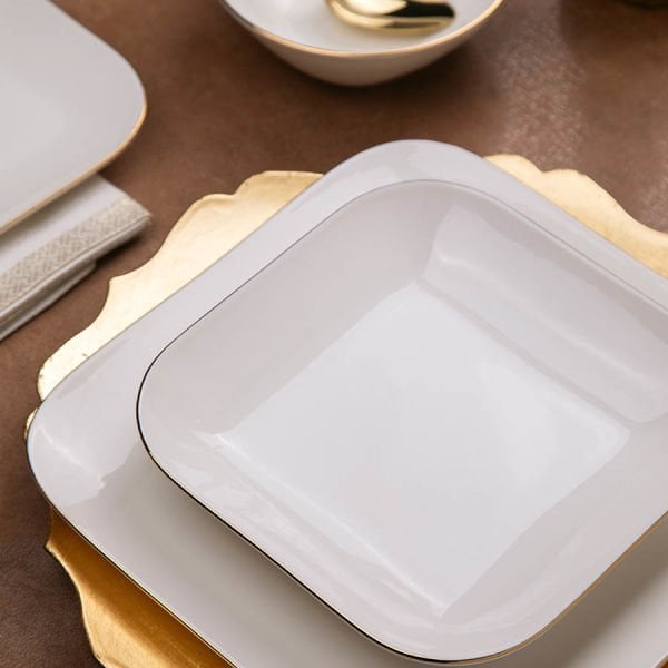 Kütahya Porselen Bone Minas 51 Parça Yemek Takımı Altın Fileli