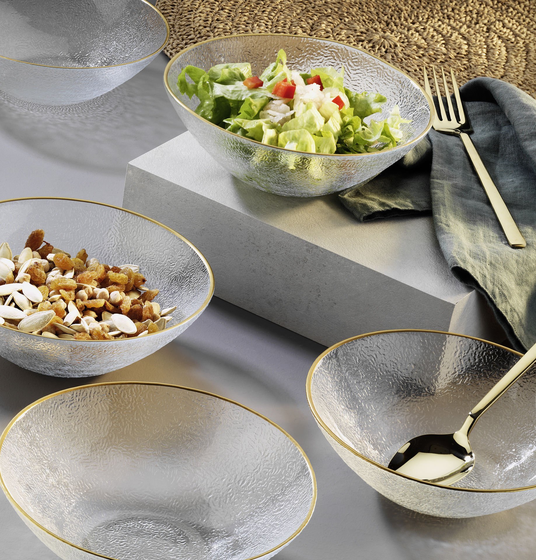 Fecra Jasmin 6'lı Kase Seti Gold Fileli 17 cm