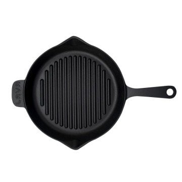 Lava Döküm Demir Metal Kulplu Yuvarlak Izgara Tava Çap 28 cm