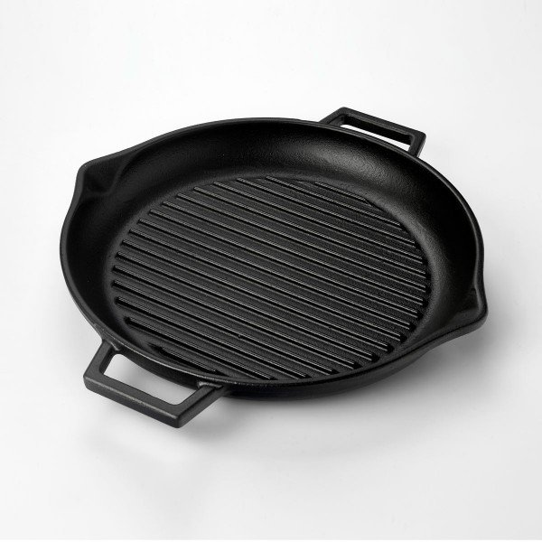 Lava Döküm Yuvarlak Izgara Tava Metal Kulplu 30 cm