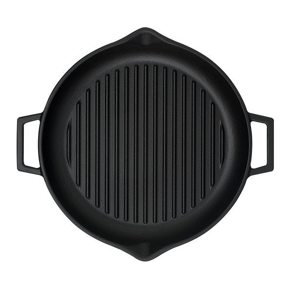 Lava Döküm Yuvarlak Izgara Tava Metal Kulplu 30 cm