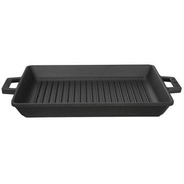 Lava Döküm Dikdörtgen Izgara Tava Metal Kulplu 26x32 Cm