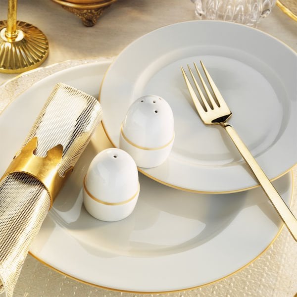 Porland Mina 56 Parça Yemek Takımı Gold Fileli