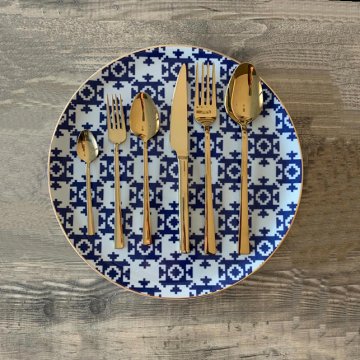 Titenyum 36 Parça Gold Çatal Kaşık Bıçak Takımı