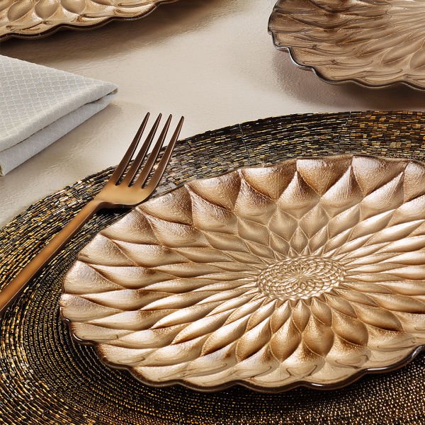 Fecra Elanor 6'lı Pasta Tabağı Seti Gold 21 Cm