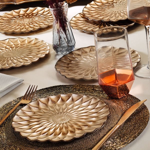 Fecra Elanor 6'lı Pasta Tabağı Seti Gold 21 Cm
