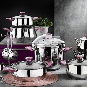 18 Parça Çelik Çeyiz Seti Pembe
