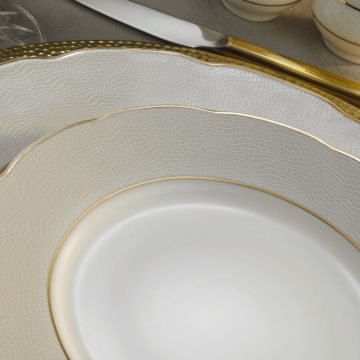 Kütahya Porselen Bone Olympos 62 Parça 10066A Desenli Yemek Takımı