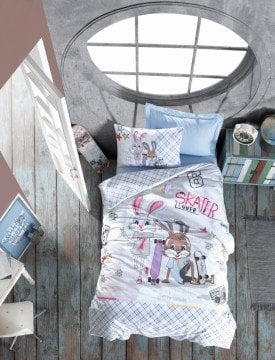 Cotton Box Junior Ranforce Tek Kişilik Nevresim Takımı Skate Mavi