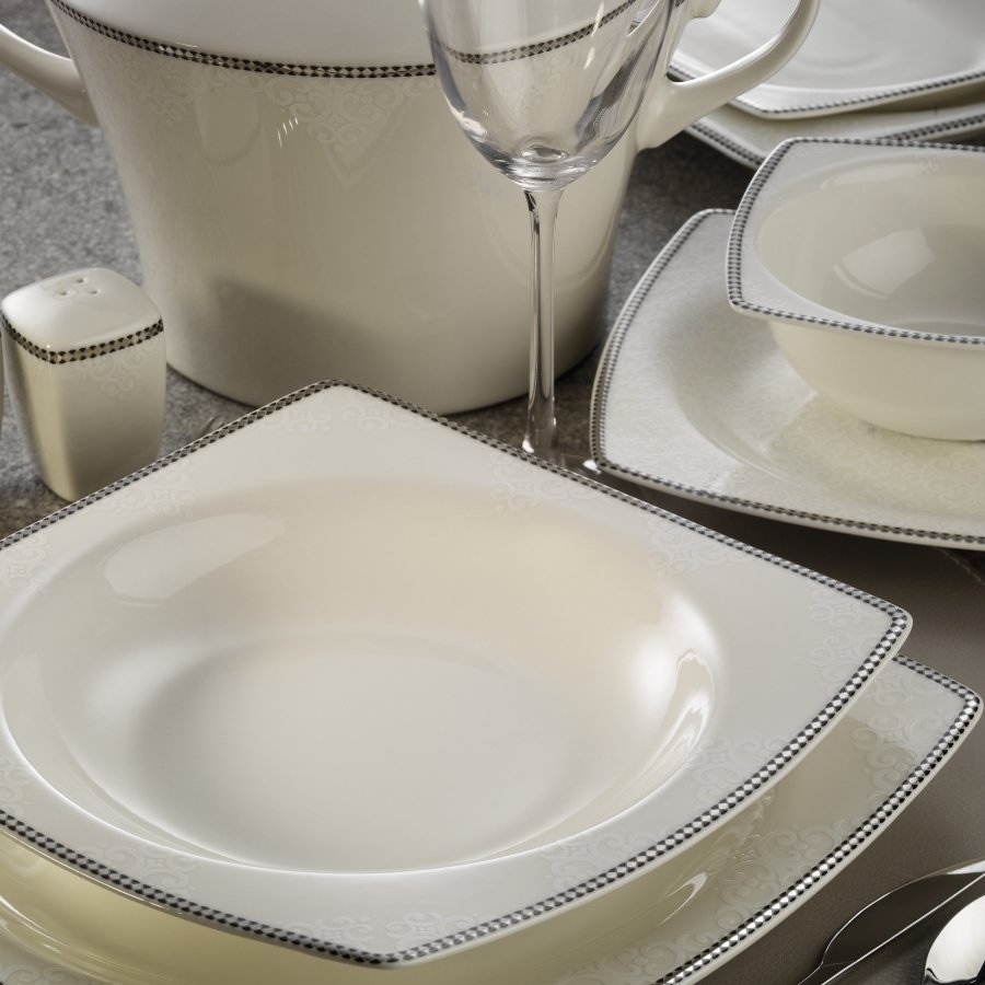 Kütahya Porselen Bone Mare 62 Parça Yemek Takımı 10744 Platin