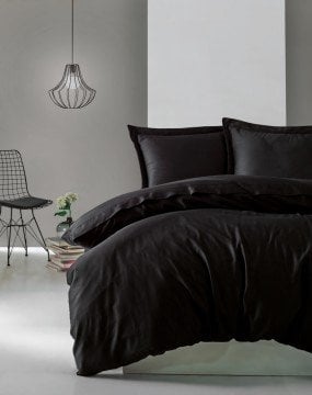 Elegant Seri Saten Çift Kişilik Nevresim Takımı Siyah