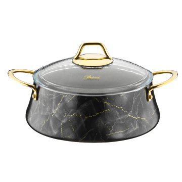 Brioni Marble 7 Parça Mermer Tencere Tava Seti Siyah