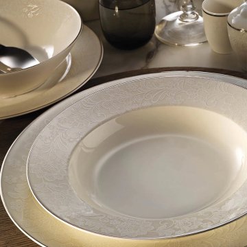 Kütahya Porselen Bone Kalipso 62 Parça 10765 Platin File Yemek Takımı