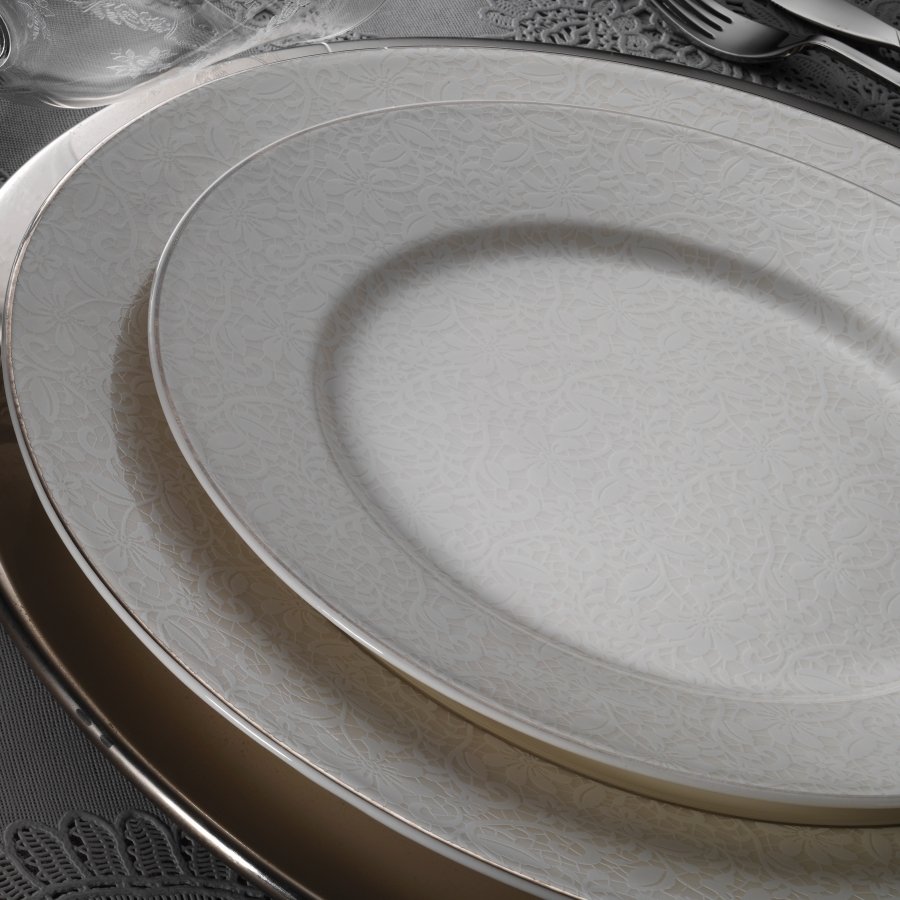 Kütahya Porselen Bone Kalipso 62 Parça Yemek Takımı 10771 Platin