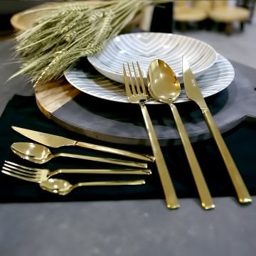 Fecra Doğa 89 Parça Gold Çatal Kaşık Bıçak Takımı