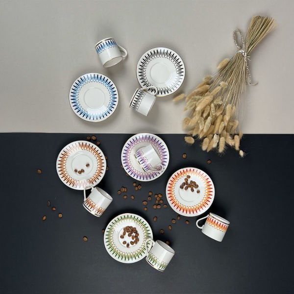 Porser Palm Mix 12 Parça Kahve Fincan Takımı