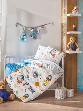 Cotton Box Uzay Oyunu Mavi Bebek Nevresim Takımı