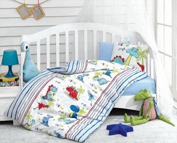 Cotton Box Dino Mavi Bebek Nevresim Takımı