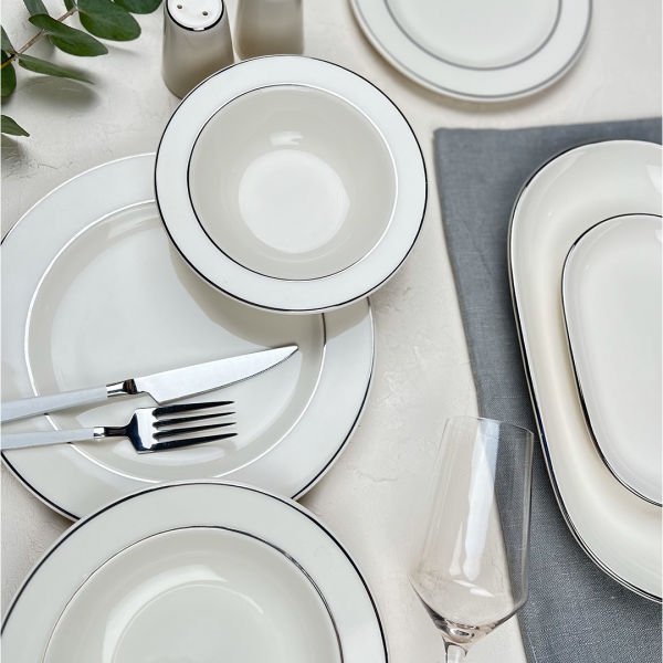 Porser Bonsai 12 Kişilik Platin Yaldız 53 Parça Yemek Takımı