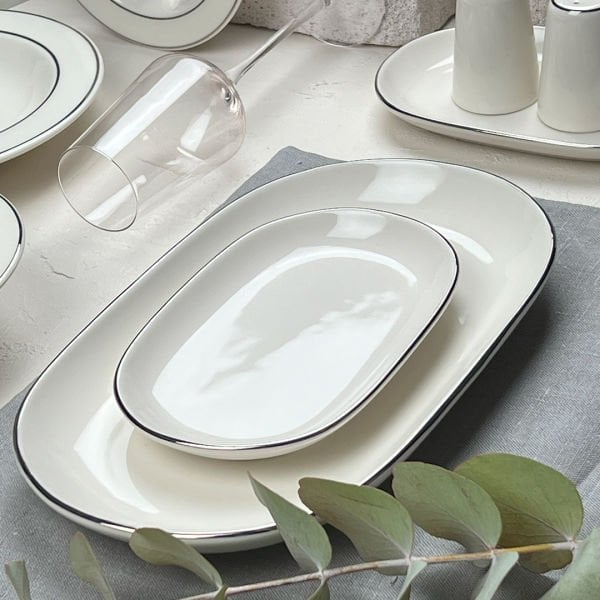 Porser Bonsai 12 Kişilik Platin Yaldız 53 Parça Yemek Takımı