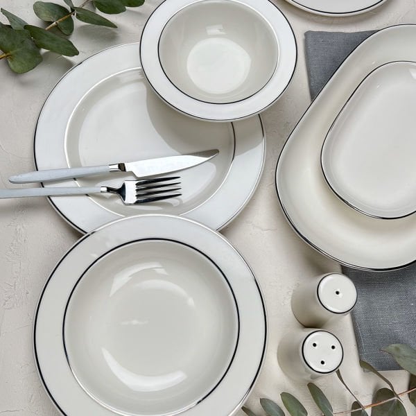 Porser Bonsai 12 Kişilik Platin Yaldız 53 Parça Yemek Takımı