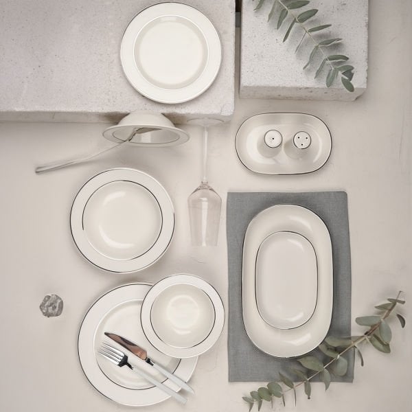 Porser Bonsai 12 Kişilik Platin Yaldız 53 Parça Yemek Takımı