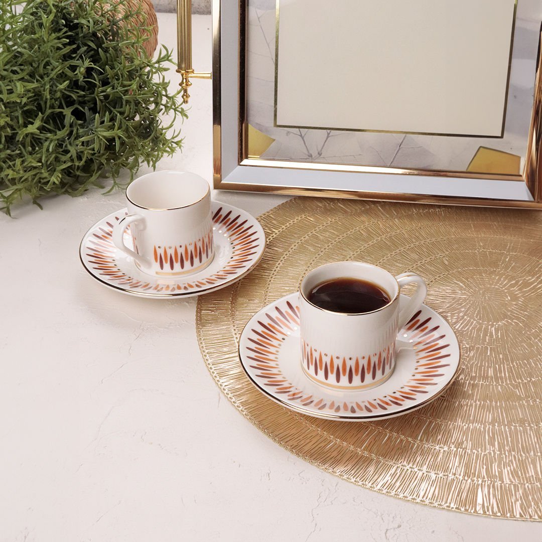 Porser Palm 4 Parça Kahve Fincan Takımı Kahverengi