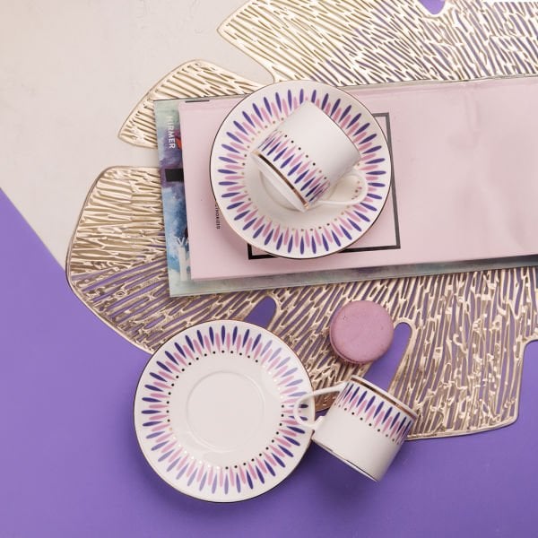 Porser Palm 4 Parça Kahve Fincan Takımı Mor