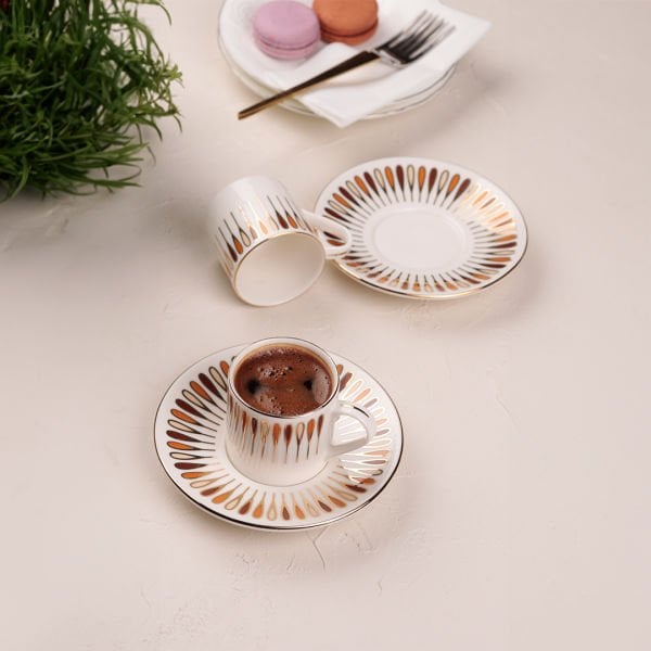 Porser Pera 4 Parça Kahve Fincan Takımı Kahverengi