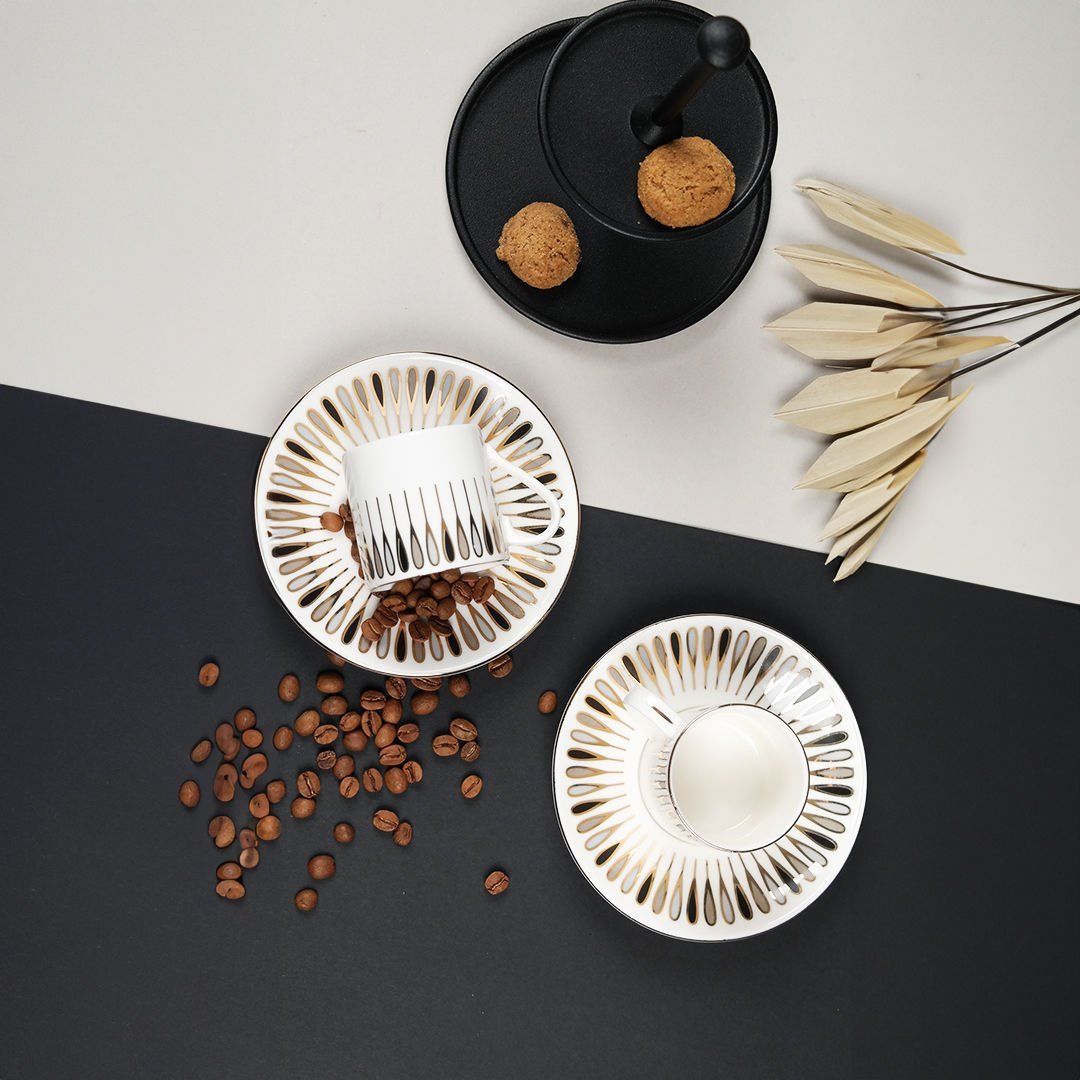 Porser Pera 4 Parça Kahve Fincan Takımı Siyah