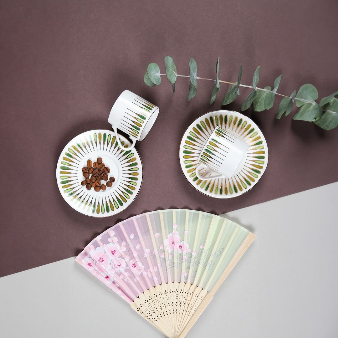 Porser Pera 4 Parça Kahve Fincan Takımı Yeşil